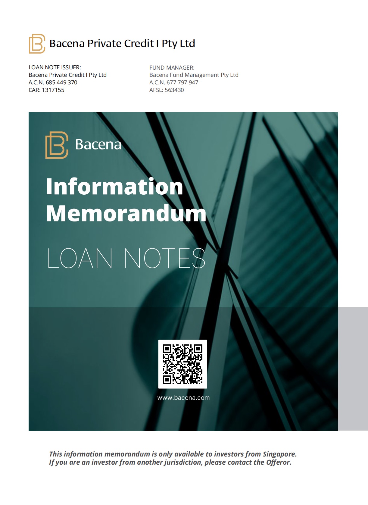 Information Memorandum Cover